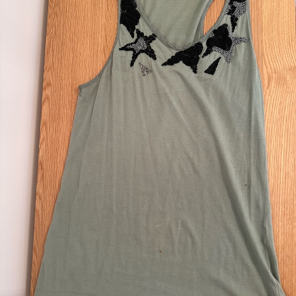 Diesel Green Embellished Backless Tank Top
